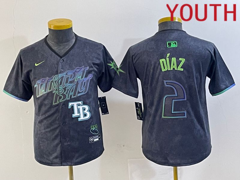 Youth Tampa Bay Rays 2 Diaz Nike MLB Limited City Connect Black 2024 Jersey style 5